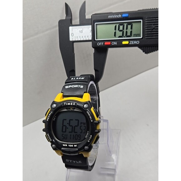 Timex Ironman Triathlon Flix Digital Yellow Black 100M Indiglo New Battery Watch - Picture 6 of 11